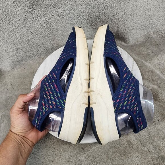 Skechers Womens Size 8 Catchy Wave Arch Fit Navy Rainbow Knit Sandals *GUC* - Picture 6 of 11